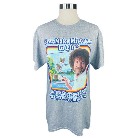Bob Ross “Ever Make Mistakes in Life” Graphic Crew Neck Tee - Size Small - Picture 1 of 5
